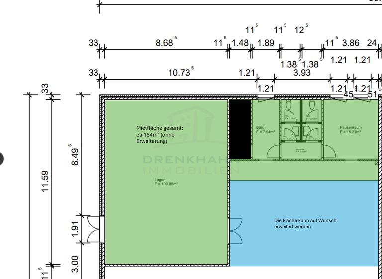 Lagerhalle zur Miete provisionsfrei 8,50 € 154 m² Lagerfläche Waren Waren (Müritz) 17192