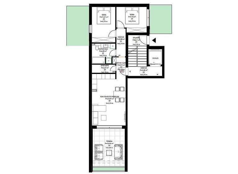 Wohnung zum Kauf 260.000 € 2 Zimmer 60 m² Okrug