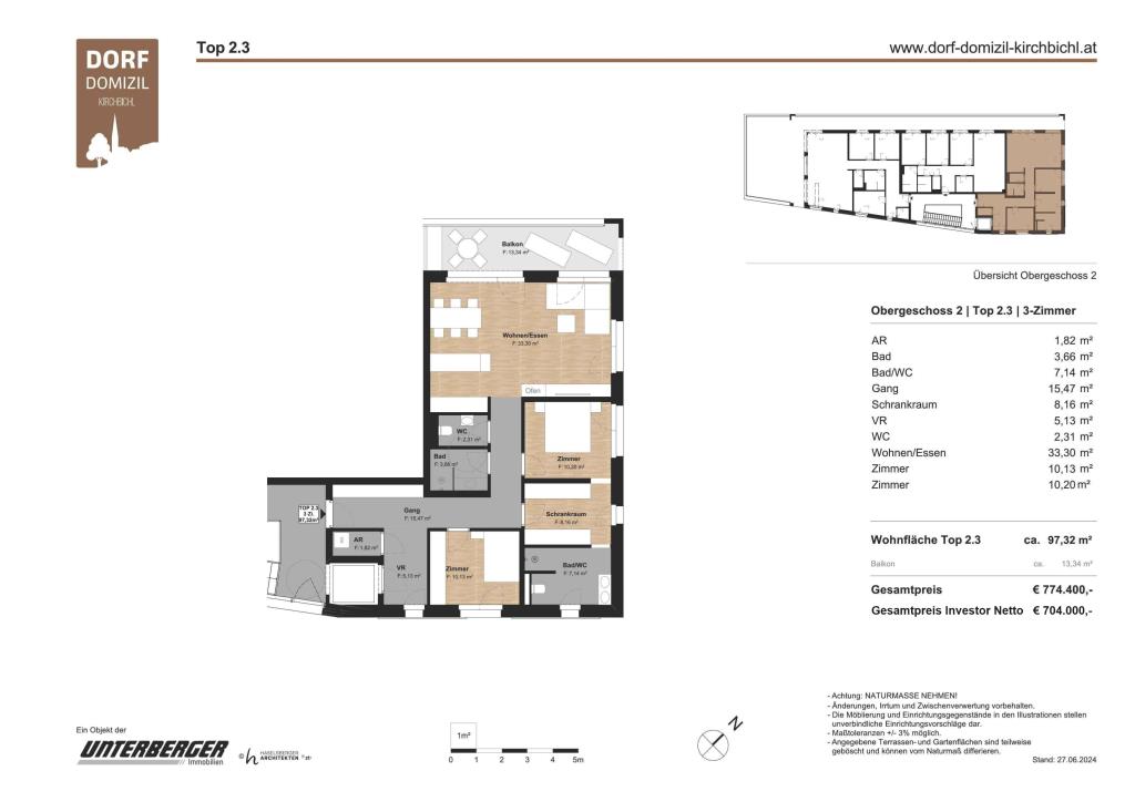 Wohnung zum Kauf 774.400 € 4 Zimmer 97,3 m²<br/>Wohnfläche Tirolerstraße 33+35 Kirchbichl 6322