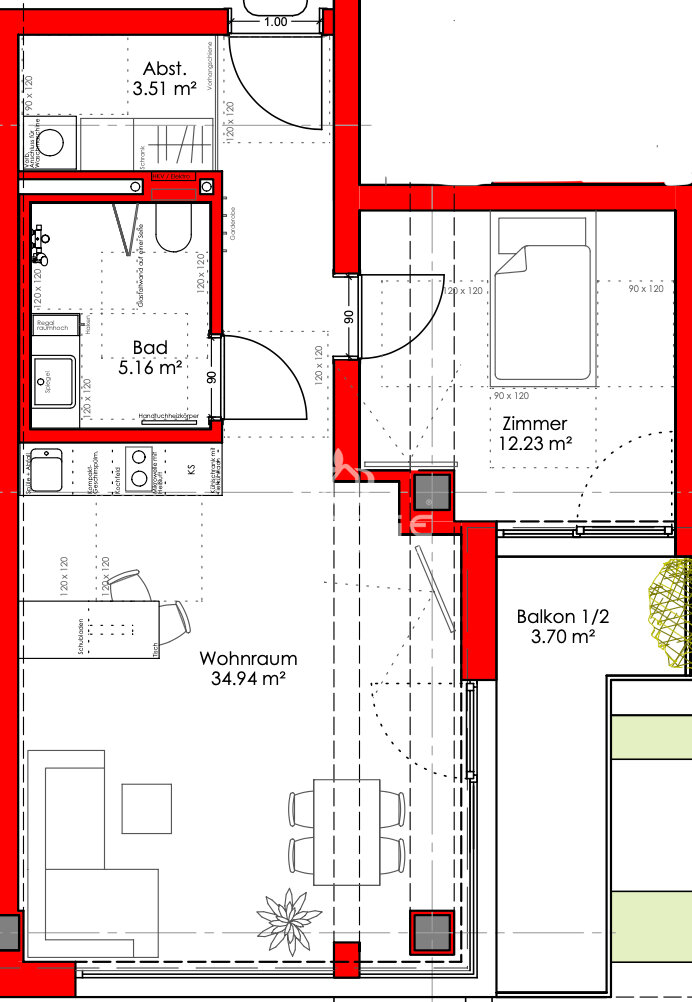 Wohnung zur Miete 800 € 2 Zimmer 59,3 m²<br/>Wohnfläche Schlachthof Amberg 92224