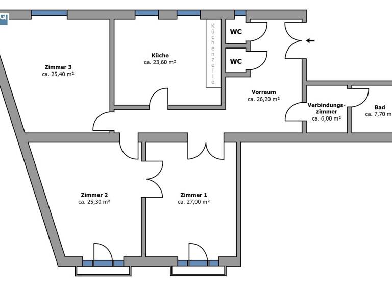 Wohnung zur Miete 1.962 € 4 Zimmer 143,1 m² 2. Geschoss Alserbachstraße Wien 1090