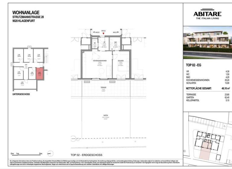 Wohnung zum Kauf - Erstbezug 330.000 € 2 Zimmer 49 m² EG Innere Stadt Klagenfurt am Wörthersee 9020