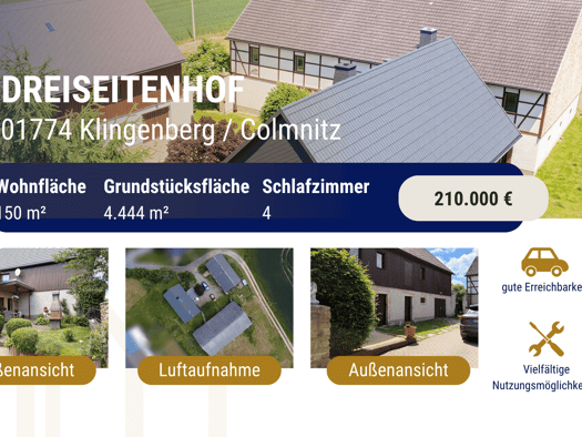 Bauernhaus zum Kauf 210.000 € 150 m² 4.444 m² Grundstück Colmnitz Klingenberg 01774