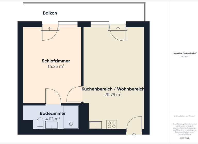 Wohnung zur Miete 980 € 1 Zimmer 40,6 m² 5. Geschoss frei ab 01.04.2026 Vorgartenstraße 204 Wien 1020