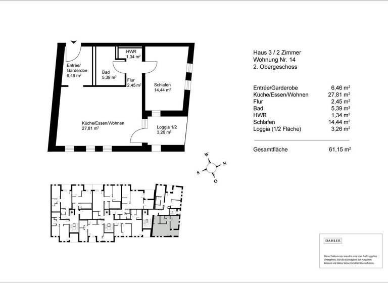 Wohnung zum Kauf - Erstbezug 360.785 € 2 Zimmer 61,2 m² 2. Geschoss Hofkirchen 94544