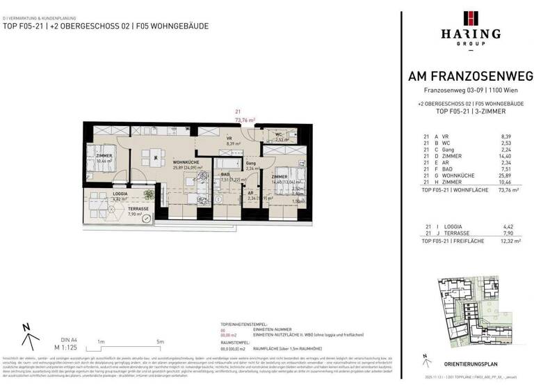 Wohnung zum Kauf - Erstbezug 537.500 € 3 Zimmer 73,8 m² 2. Geschoss Franzosenweg 3-5 Wien 1100