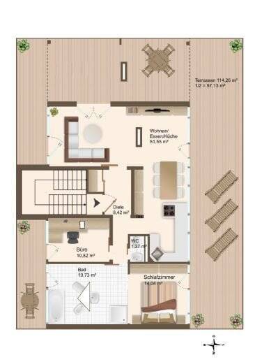 Penthouse zum Kauf 890.000 € 3 Zimmer 163,1 m²<br/>Wohnfläche 3.<br/>Geschoss Musenbergstraße Bogenhausen München 81929