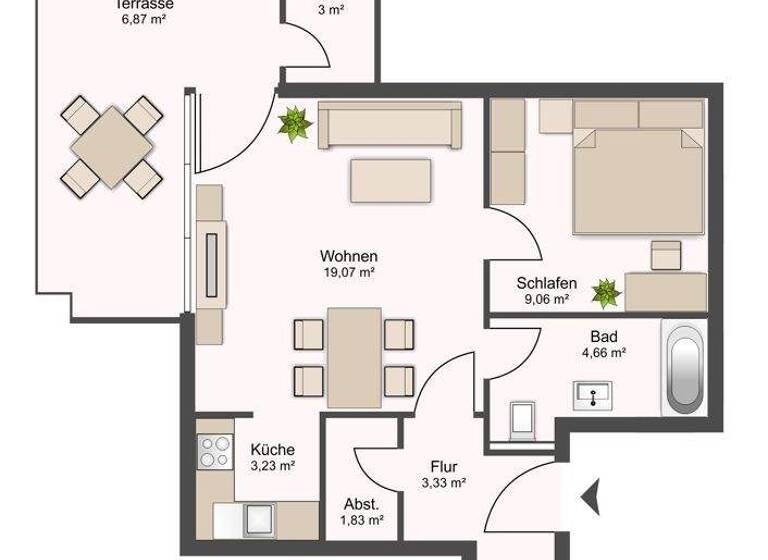 Terrassenwohnung zum Kauf 295.000 € 2 Zimmer 53 m² Rotes Feld Lüneburg 21335