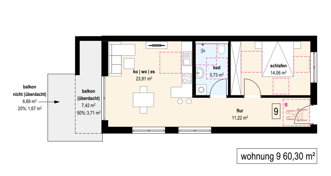 Wohnung zum Kauf provisionsfrei 287.700 € 2,5 Zimmer 60,3 m²<br/>Wohnfläche 2.<br/>Geschoss Raiffeisenstraße 6 Äpfingen Maselheim 88437