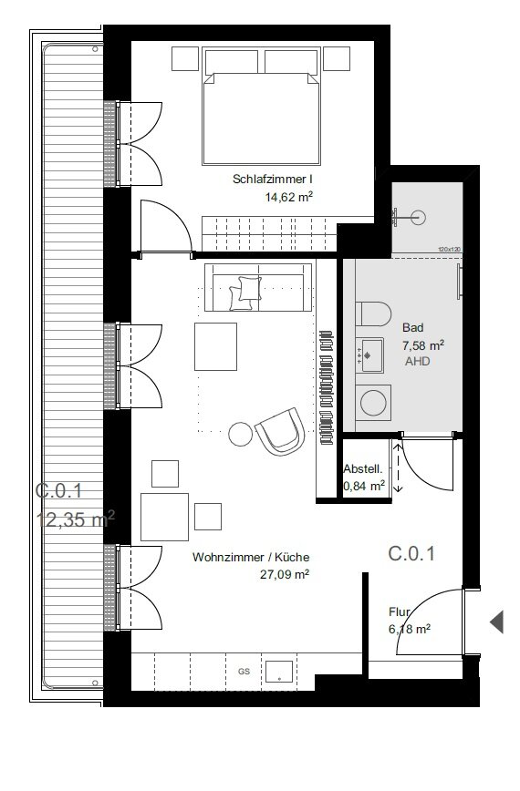 Wohnung zur Miete 1.172 € 2 Zimmer 62,5 m²<br/>Wohnfläche 1.<br/>Geschoss Buch Berlin 13125