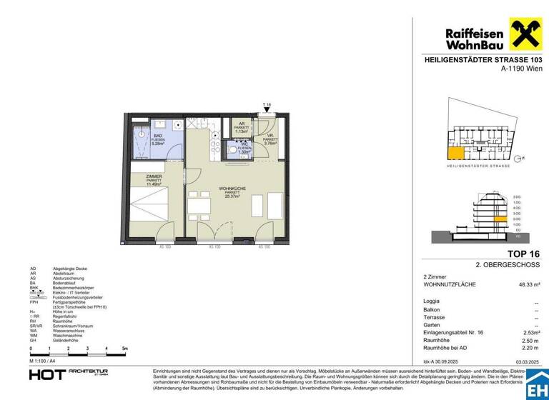 Wohnung zum Kauf - Erstbezug 383.500 € 2 Zimmer 48,3 m² 2. Geschoss Heiligenstädter Straße Wien 1190
