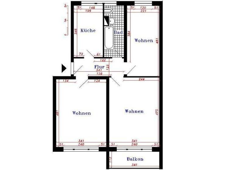 Wohnung zur Miete 407 € 2,5 Zimmer 60,8 m² 2. Geschoss Thale 06502