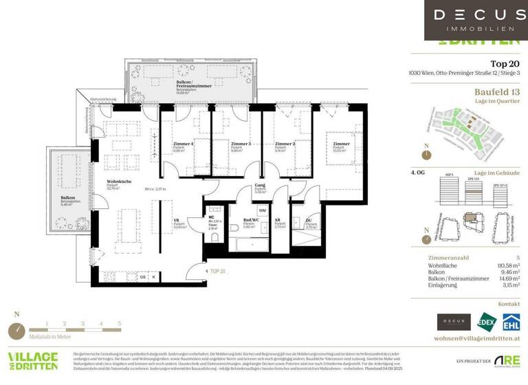 Wohnung zum Kauf - Erstbezug 937.000 € 5 Zimmer 110,6 m² 4. Geschoss Wien 1030