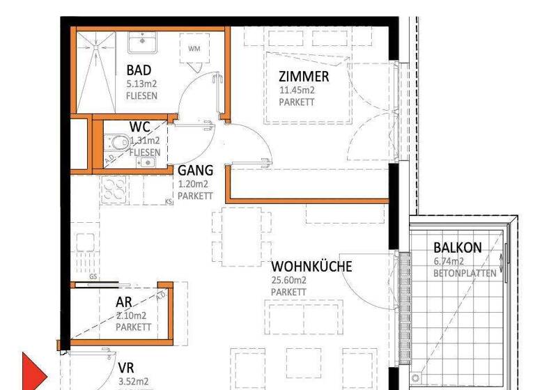 Wohnung zum Kauf - Erstbezug 326.000 € 2 Zimmer 50,5 m² 6. Geschoss Laxenburger Straße Wien 1100