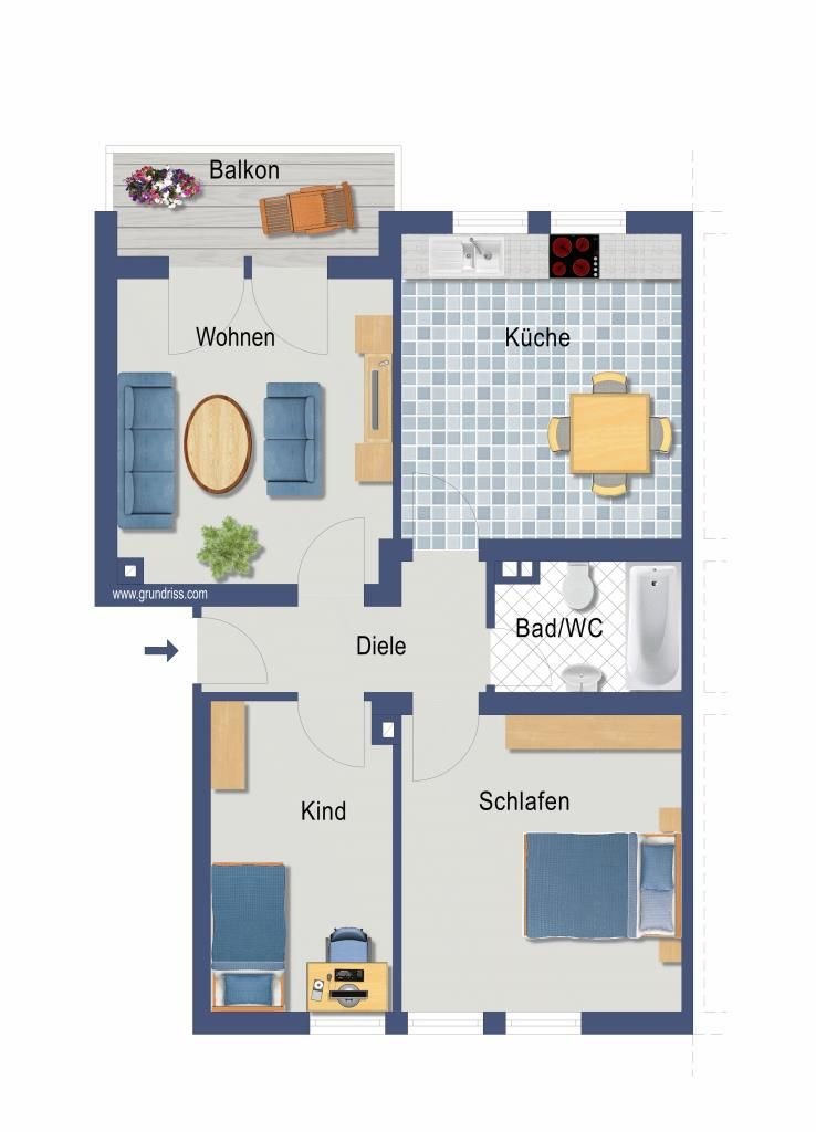 Wohnung zum Kauf provisionsfrei 208.000 € 3 Zimmer 65 m²<br/>Wohnfläche 3.<br/>Geschoss Manteuffelstraße 18 Kalk Köln 51103