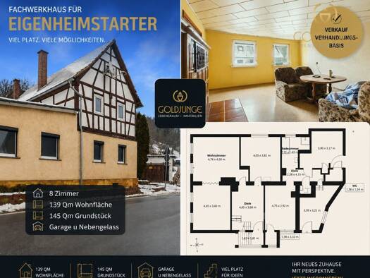 Einfamilienhaus zum Kauf 8 Zimmer 139 m² 145 m² Grundstück frei ab sofort Oberhasel Uhlstädt-Kirchhasel 07407