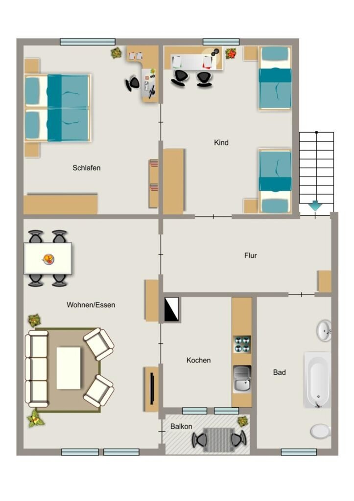 Wohnung zur Miete 437 € 3,5 Zimmer 59 m²<br/>Wohnfläche 1.<br/>Geschoss Bebelstraße 13 Lirich - Süd Oberhausen 46049