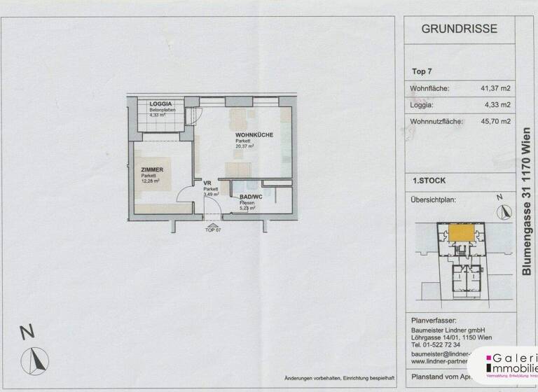 Wohnung zum Kauf - Erstbezug 345.972 € 2 Zimmer 41,4 m² 1. Geschoss Wien,Hernals 1170