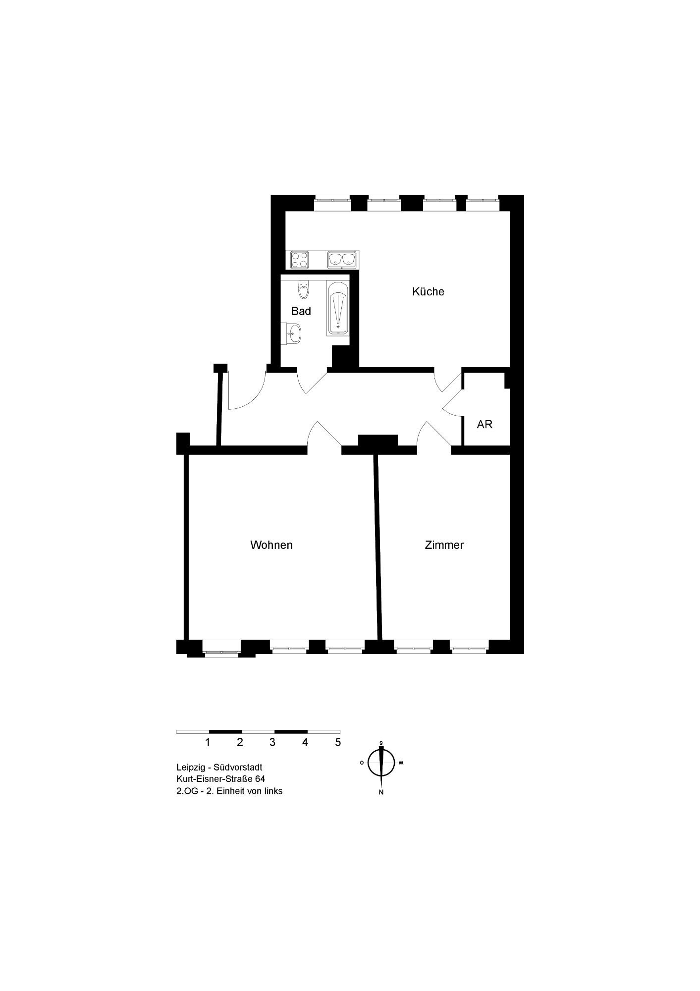 Wohnung zur Miete 1.053 € 2 Zimmer 105,3 m²<br/>Wohnfläche 2.<br/>Geschoss 01.03.2025<br/>Verfügbarkeit Kurt-Eisner-Str. 64 Südvorstadt Leipzig 04275