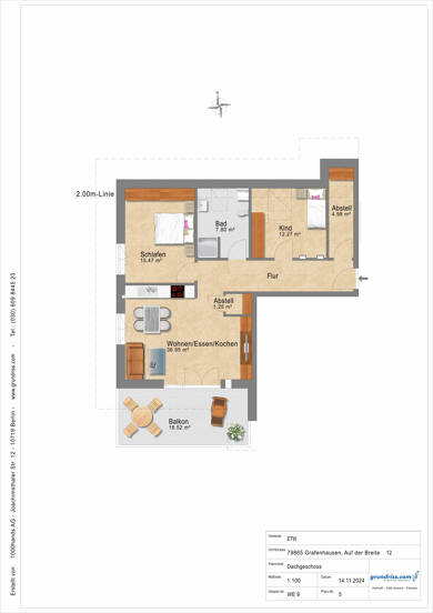 Wohnung zur Miete - Neubau 850 € 3 Zimmer 83 m² Dachgeschoss, 3. Geschoss frei ab sofort Auf der Breite 12 Grafenhausen Grafenhausen 79865