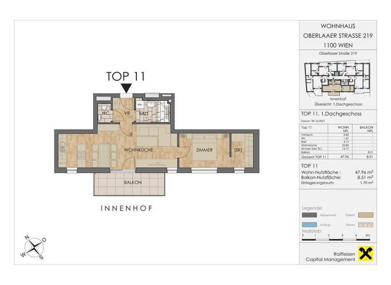 Wohnung zur Miete - Erstbezug 780 € 2 Zimmer 48 m² 2. Geschoss frei ab sofort Oberlaaer Straße 219 Wien 1100