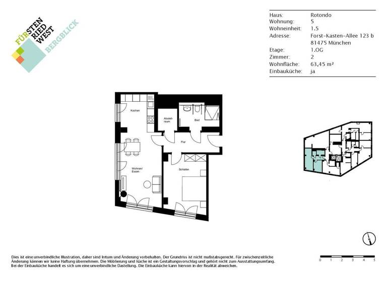 Studio zur Miete - Erstbezug 1.480 € 2 Zimmer 63,5 m² 1. Geschoss Forst-Kasten-Allee 123b Thalk.Obersendl.-Forsten-Fürstenr.-Solln München 81475