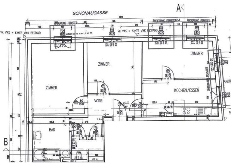 Wohnung zur Miete 1.017 € 3 Zimmer 76 m² 1. Geschoss Schönaugasse Jakomini Graz 8010