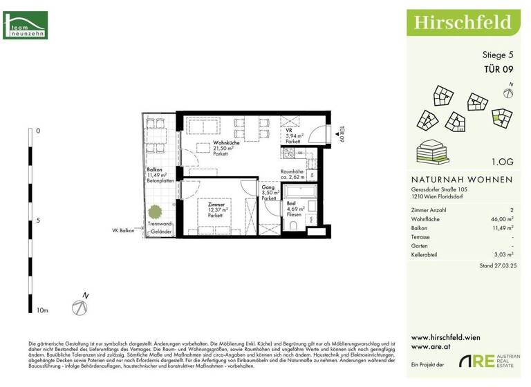 Wohnung zum Kauf - Erstbezug provisionsfrei 250.600 € 2 Zimmer 46 m² 1. Geschoss Gerasdorfer Straße 105 Wien 1210