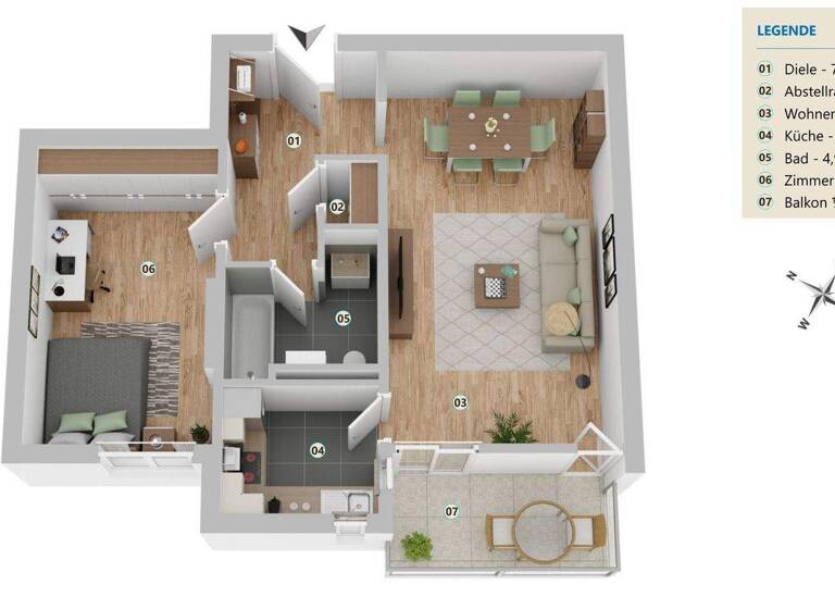 Wohnung zum Kauf 317.000 € 2 Zimmer 60,4 m² frei ab sofort Ottobrunn 85521