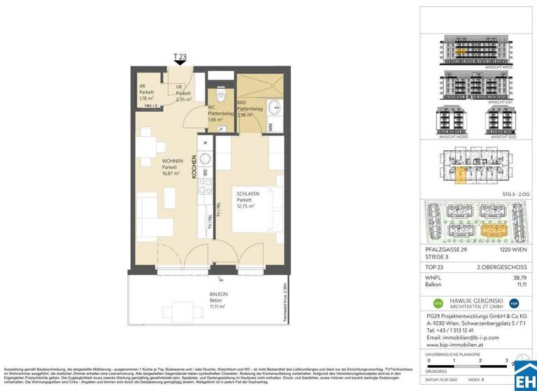 Wohnung zum Kauf 215.000 € 2 Zimmer 38,8 m² 2. Geschoss frei ab 01.06.2030 Pfalzgasse 29 Wien 1220