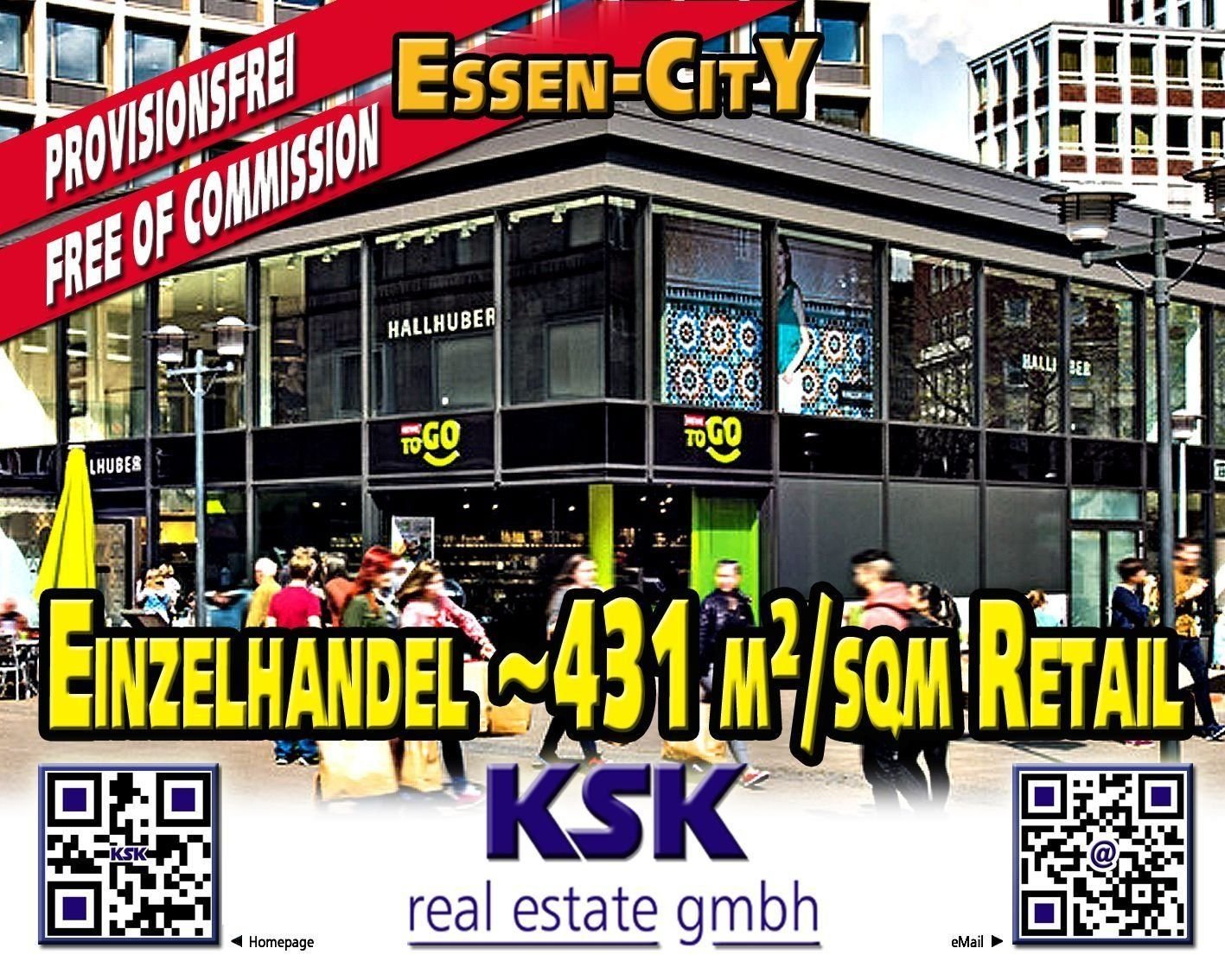 Laden zur Miete provisionsfrei 4.694,74 € 430,6 m²<br/>Verkaufsfläche Stadtkern Essen 45127