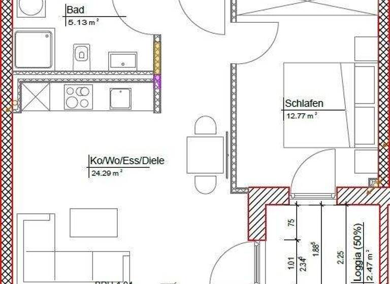 Terrassenwohnung zum Kauf - Erstbezug provisionsfrei 199.000 € 2 Zimmer 45 m² 2. Geschoss Landau Landau an der Isar 94405