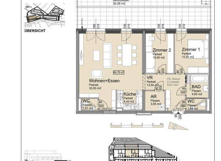 Terrassenwohnung zur Miete - Erstbezug 969 € 3 Zimmer 2. Geschoss Bründlgraben 45 Krems an der Donau 3500