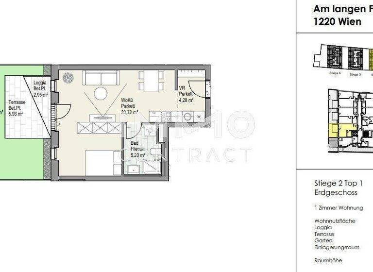 Studio zum Kauf - Erstbezug provisionsfrei 295.300 € 1 Zimmer 38,2 m² Wien 1220