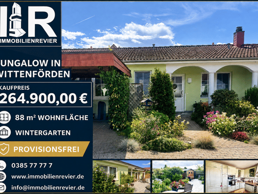 Bungalow zum Kauf provisionsfrei 264.900 € 3 Zimmer 88 m² 250 m² Grundstück Wittenförden Wittenförden 19073