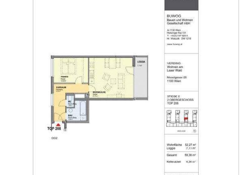Wohnung zur Miete 655 € 2 Zimmer 52,3 m² 2. Geschoss Wien 1100