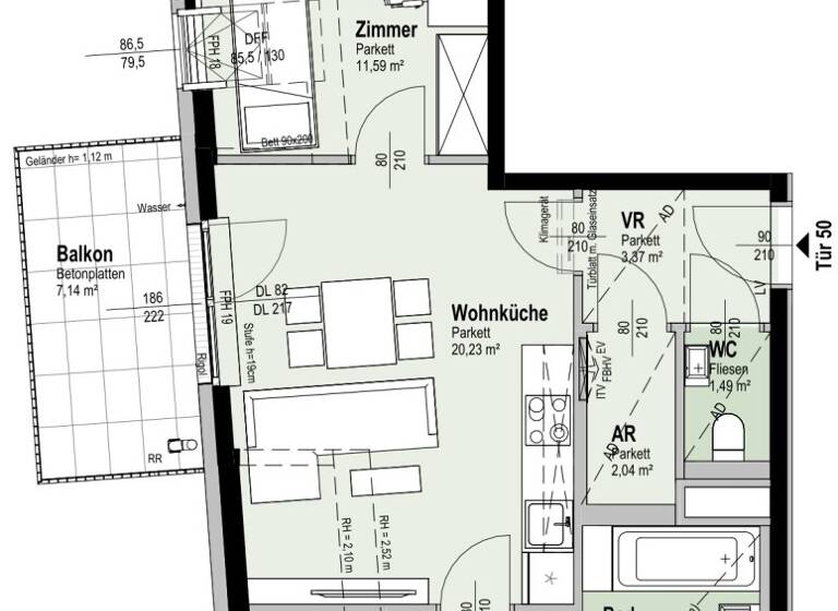 Wohnung zum Kauf - Erstbezug 496.200 € 3 Zimmer 60,4 m² 5. Geschoss Fahrbachgasse 6 Wien 1210