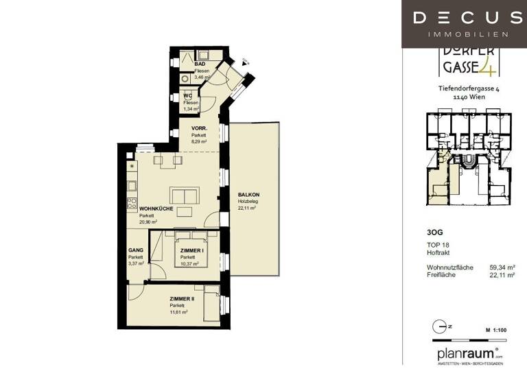 Wohnung zum Kauf 461.000 € 3 Zimmer 59,3 m² 3. Geschoss Wien 1140
