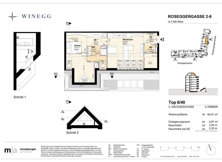 Wohnung zum Kauf - Erstbezug 439.600 € 2 Zimmer 64 m² 7. Geschoss Roseggergasse 2-8 Wien 1160