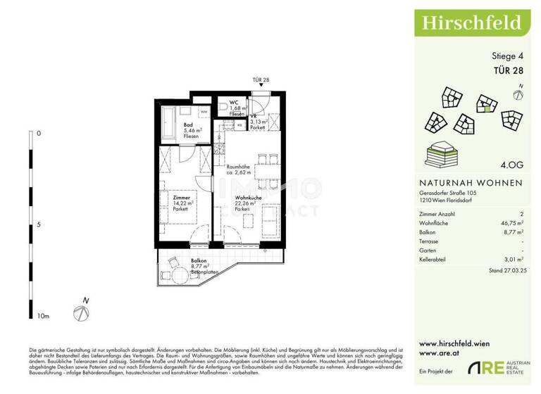 Wohnung zum Kauf - Erstbezug provisionsfrei 299.000 € 2 Zimmer 46,8 m² Wien 1210