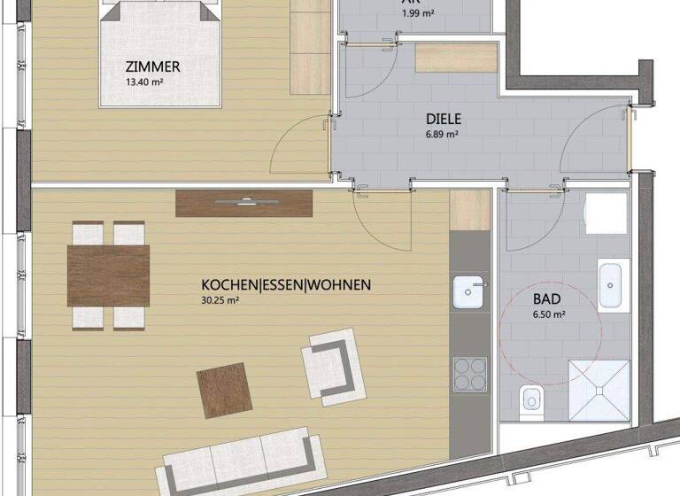 Wohnung zur Miete 961 € 2 Zimmer 59 m² Dornbirn 6850