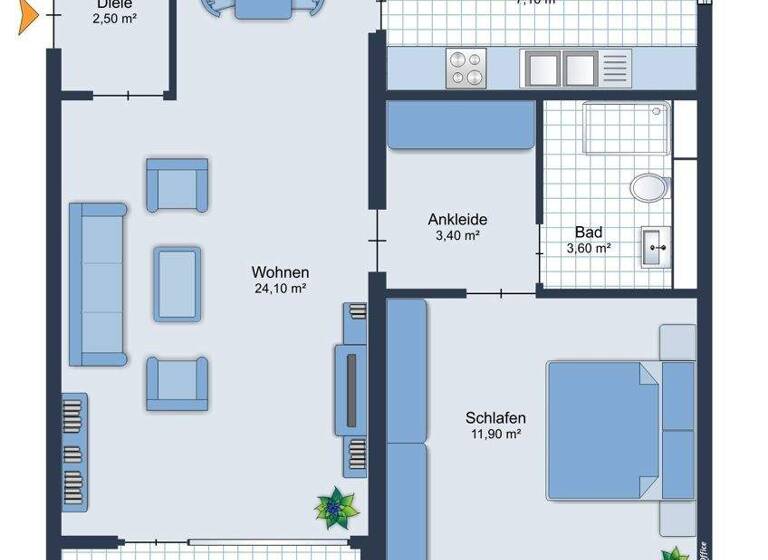 Wohnung zum Kauf 199.000 € 2,5 Zimmer 56 m² 1. Geschoss Biebrich Wiesbaden 65187