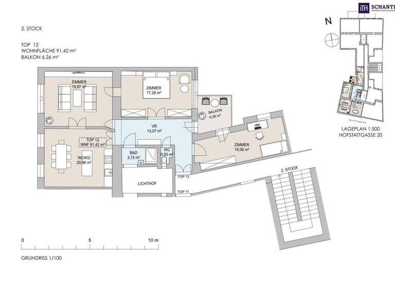 Wohnung zum Kauf 749.000 € 4 Zimmer 91,4 m² 2. Geschoss Hofstattgasse Wien 1180