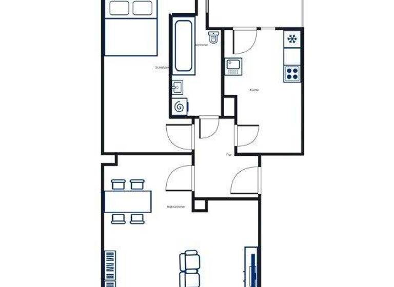 Wohnung zur Miete 553 € 2 Zimmer 58,3 m² 2. Geschoss frei ab 08.03.2026 Radefelder Straße 20 Möckern Leipzig 04159