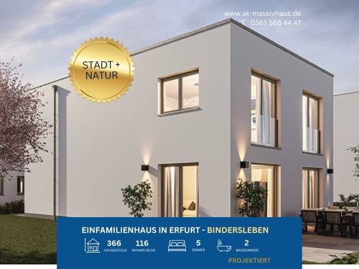 Einfamilienhaus zum Kauf provisionsfrei 465.000 € 5 Zimmer 116 m² 366 m² Grundstück Bindersleben Erfurt 99092