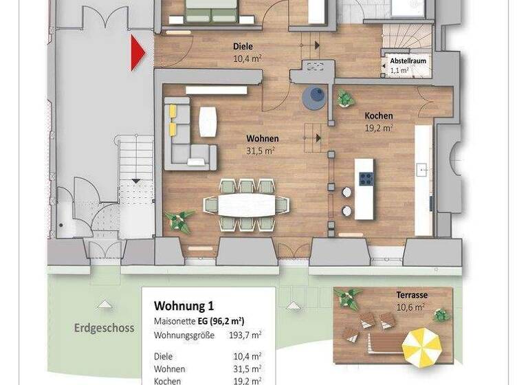 Maisonette zur Miete 2.772 € 5 Zimmer 194 m² EG Lucklum 38173