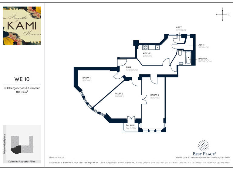 Wohnung zum Kauf provisionsfrei 498.000 € 3 Zimmer 107,5 m² 3. Geschoss Mierendorffplatz 18 I Charlottenburg Berlin 10589