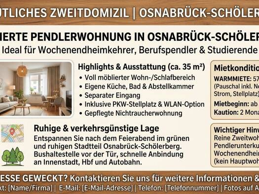 Wohnung zur Miete 574 € 1 Zimmer 35 m² frei ab 01.01.2027 Schölerberg Osnabrück 49082