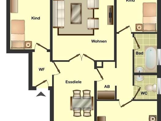 Wohnung zur Miete 887 € 4 Zimmer 89,8 m² 1. Geschoss frei ab 06.08.2026 Eichendorffstraße 3 Angelmodde Münster 48167