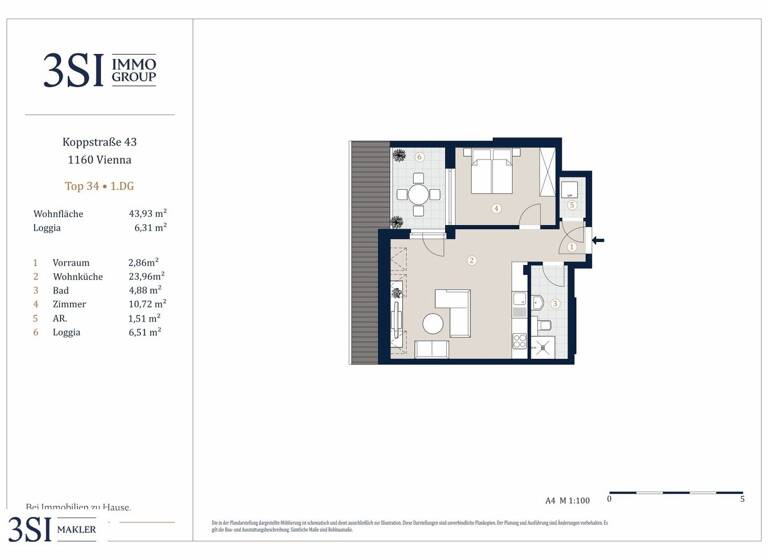 Wohnung zum Kauf - Erstbezug 349.000 € 2 Zimmer 43,9 m² 1. Geschoss Koppstraße 43 Wien 1160
